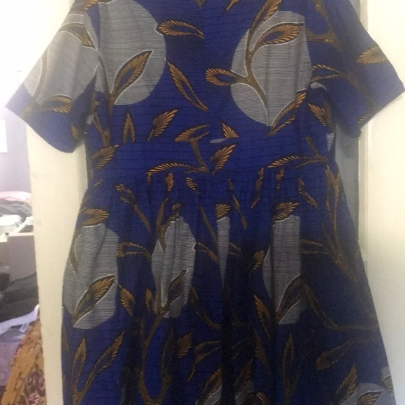 African Print A Line Midi Dress - Picture 3 of 5